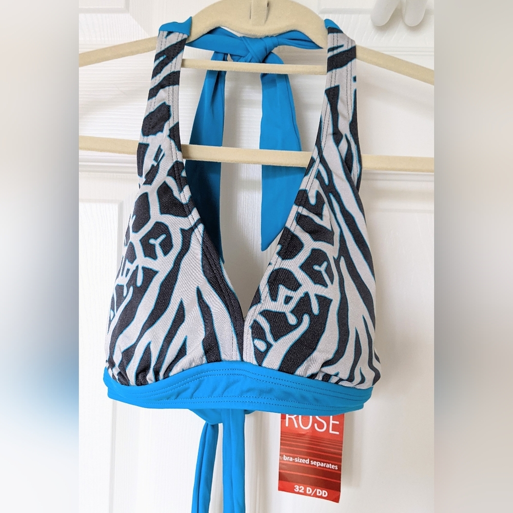 AERIN ROSE BANDED HALTER BIKINI TOP, NWT
